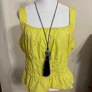 NEW MAEVE ANTHROPOLOGIE Liora Ruched Yellow Top - Size Large